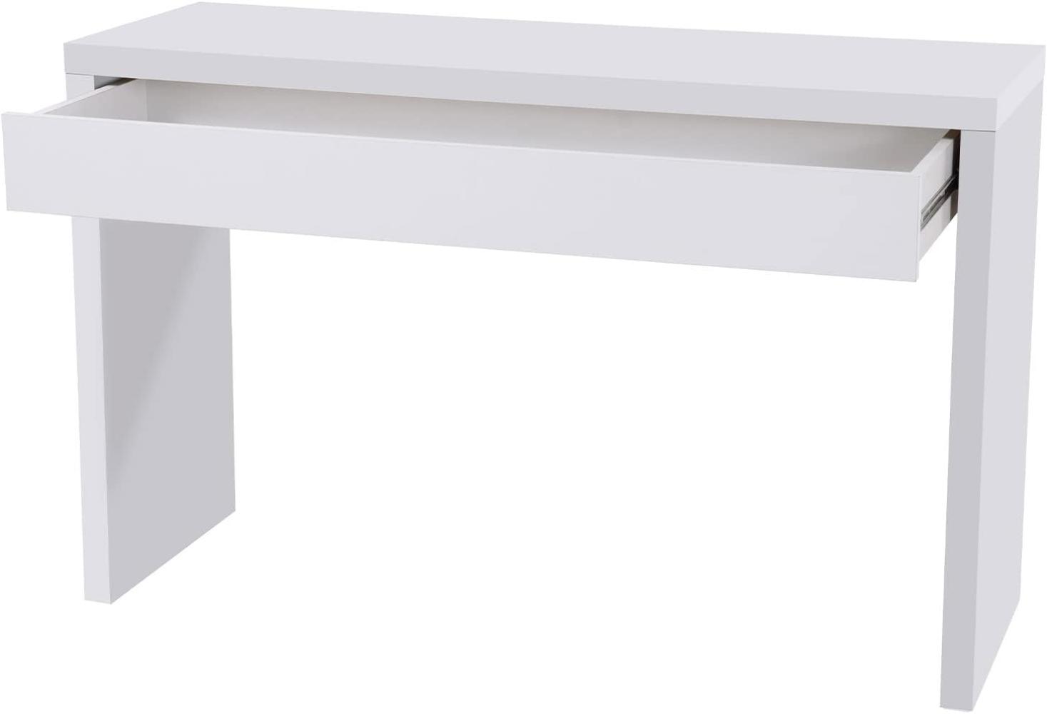 SVITA ANGULAR Schreibtisch mit Schublade Schminktisch Frisiertisch 120 x 40 x 76 cm Weiß Bild 1