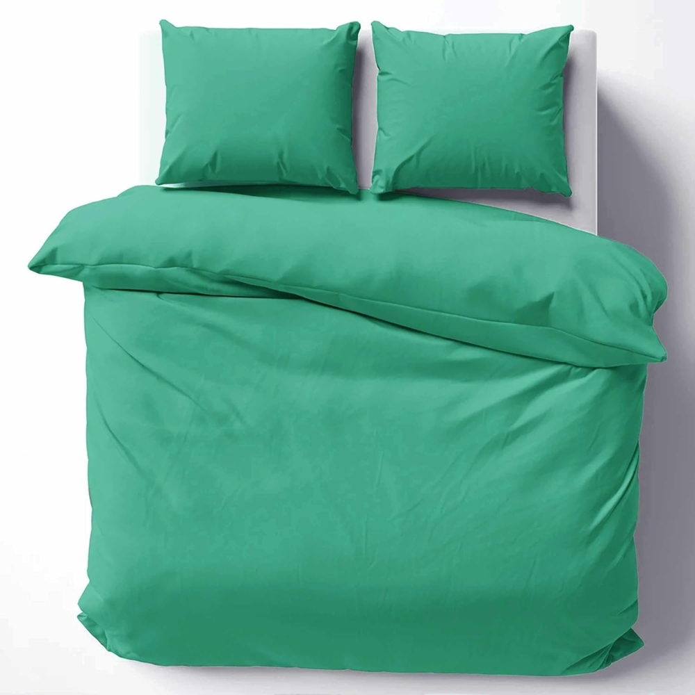 Cotton Castle Bettwäsche Bettgarnitur Bettbezug 100% Baumwolle 135x200 155x220 200x200 200x220, Farbe:Türkis, Größe:155x220 cm Bild 1