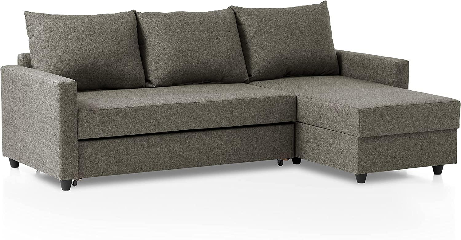 Traumnacht Schlafsofa Belfort, Ecksofa in L-Form mit Schlaffunktion und Stauraum in der Ottomane, hellbraun, 227x153x66 cm Bild 1