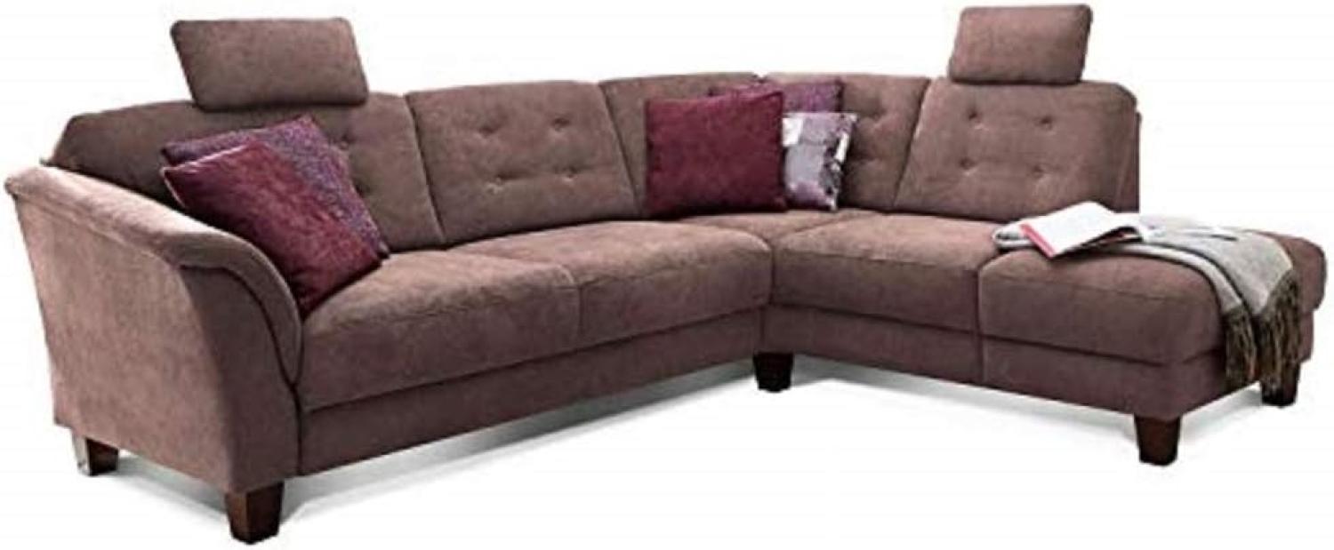 Cavadore Ecksofa Trond mit Federkern / Sofa L-Form im Landhausstil mit Ottomanen rechts und verstellbaren Kopfstützen / 260 x 89 x 214 / Webstoff braun Bild 1