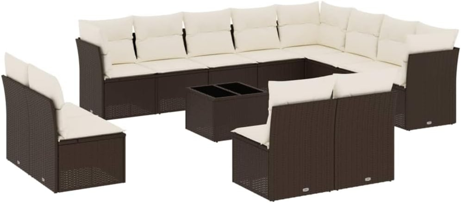 vidaXL 13-tlg. Garten-Sofagarnitur mit Kissen Braun Poly Rattan 3218483 Bild 1