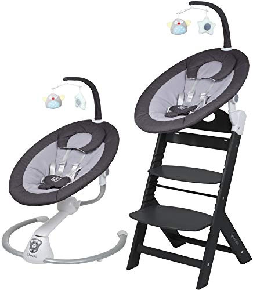 BabyGO 'Homey' Babywippe und Hochstuhl Family Set dark grey /black inkl. Adapter Bild 1