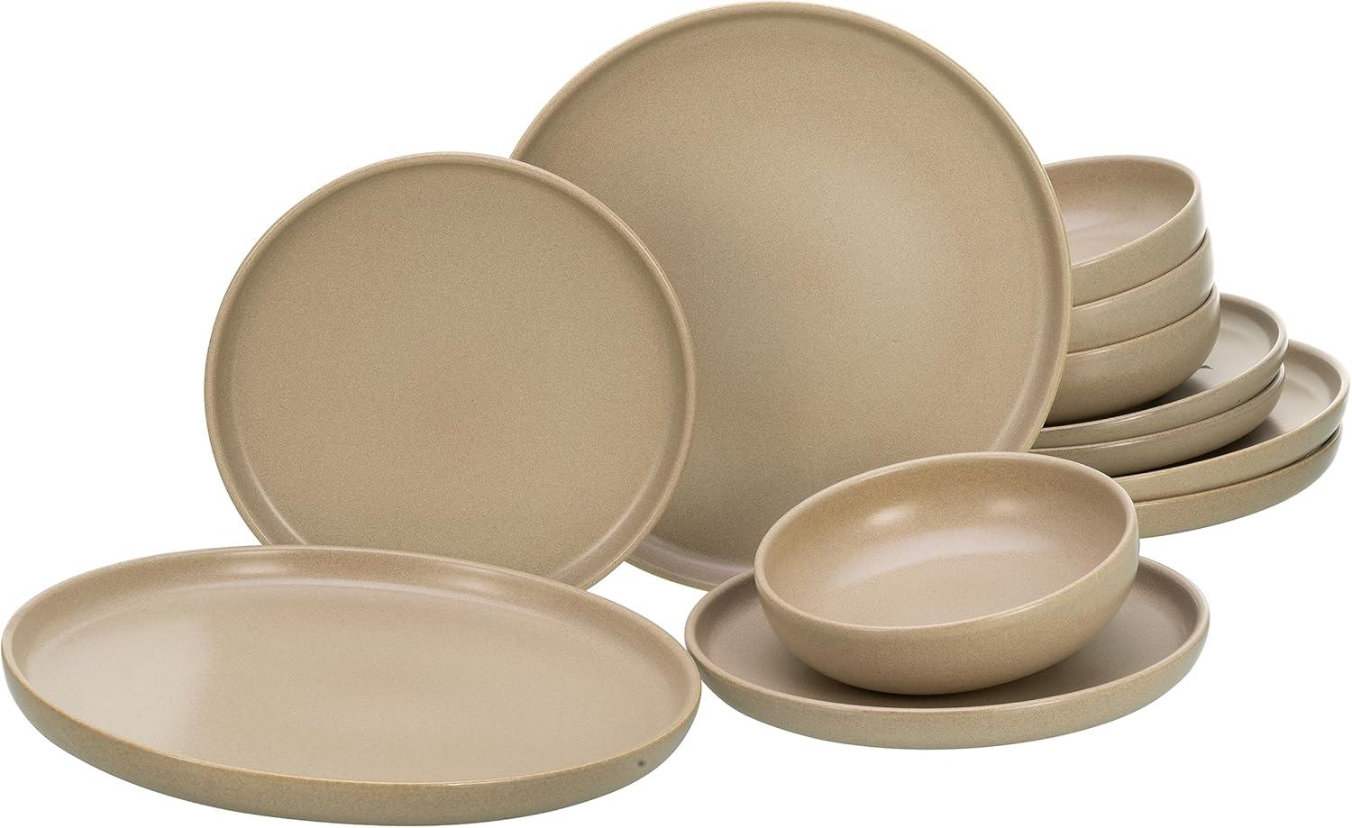 CreaTable 33074 Tafelservice Uno für 4 Personen, Steinzeug, sand (1 Set, 12-teilig) Bild 1