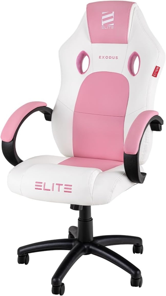 ELITE Gaming Stuhl MG100 Exodus - Ergonomischer Bürostuhl - Schreibtischstuhl - Chefsessel - Sessel - Racing Gaming-Stuhl - Gamingstuhl - Drehstuhl - Chair - Kunstleder Sportsitz (Weiß/Pink) Bild 1