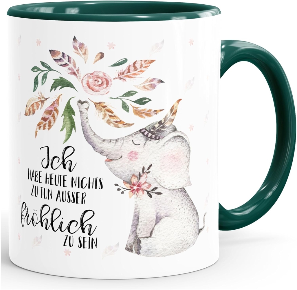 MoonWorks Tasse ''Kaffeetasse Elefant Ich habe heute nichts zu tun außer fröhlich zu sein Spruch-Tasse Geschenk MoonWorks Innenfarbe'' Bild 1