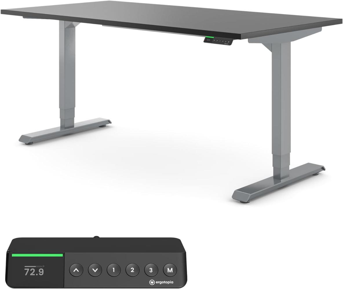 Desktopia Pro X - Elektrisch höhenverstellbarer Schreibtisch / Ergonomischer Tisch mit Memory-Funktion, Schwarz, Gestell Grau, 160x80 cm Bild 1