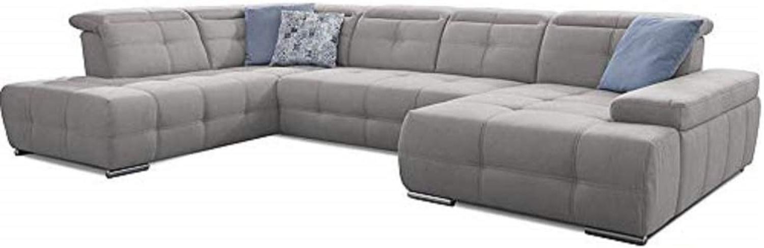 Cavadore Wohnlandschaft Mistrel mit Bettfunktion / Schlafsofa mit leichter Fleckentfernung dank Soft Clean / Geeignet für Haushalte mit Kindern, Haustieren /343 x 77 x 228 / hellgrau Bild 1