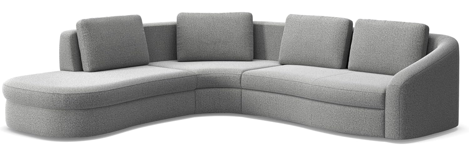 Cavadore Ecksofa Jawa / Bodennahe Eckcouch mit Sofa 2,5-sitzig und Trapezecke rechtwinklig (90 Grad) / 303 x 88 x 274 / Chenille, Grau Bild 1