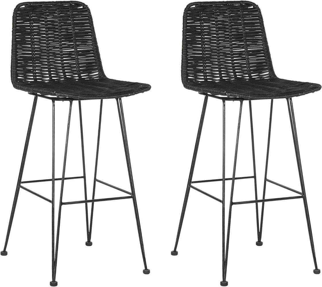 Barhocker Rattan schwarz 2er Set CASSITA Bild 1