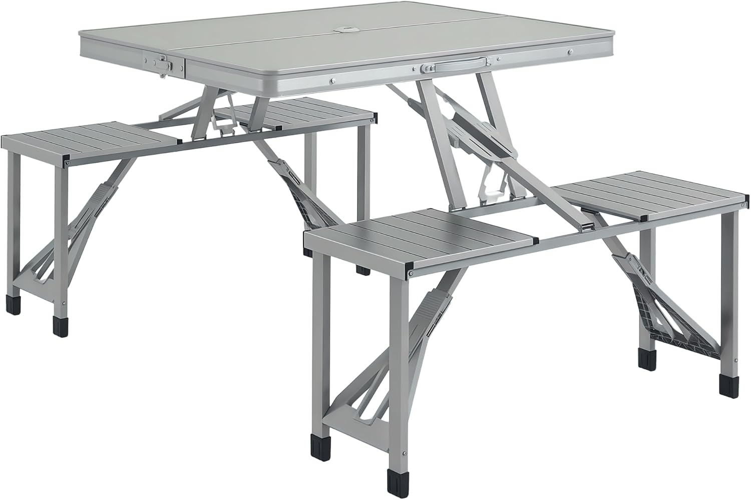 Outsunny Campingtisch aus Aluminium, leicht, 4 Personen (Klapptisch mit 4 Stühle, 1-St, klappbarer Gartentisch), für Garten Terrasse Balkon 85,5 x 135cm Grau Bild 1