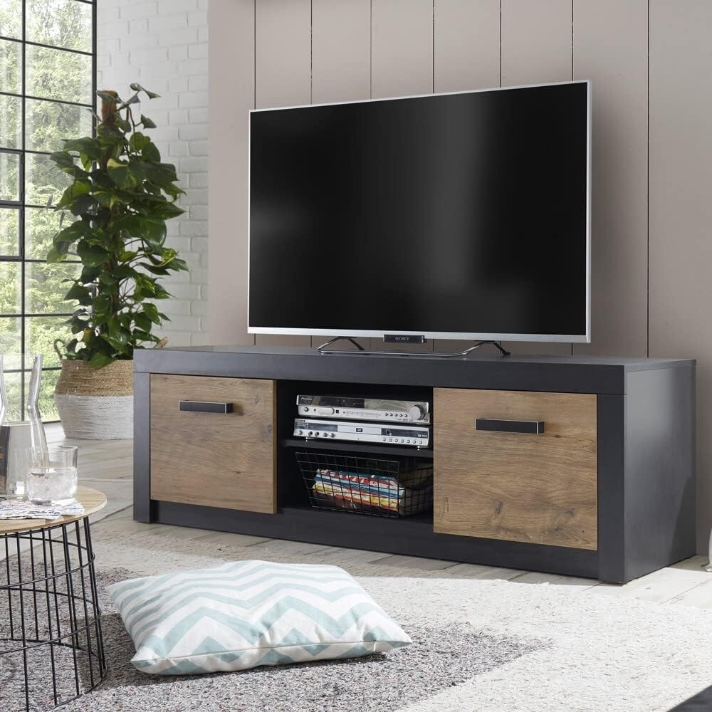 TV-Lowboard Wohnzimmer BAKU-61 in Fresco anthrazit mit Kastanienbraun, BxHxT: ca. 153x49x42 cm Bild 1