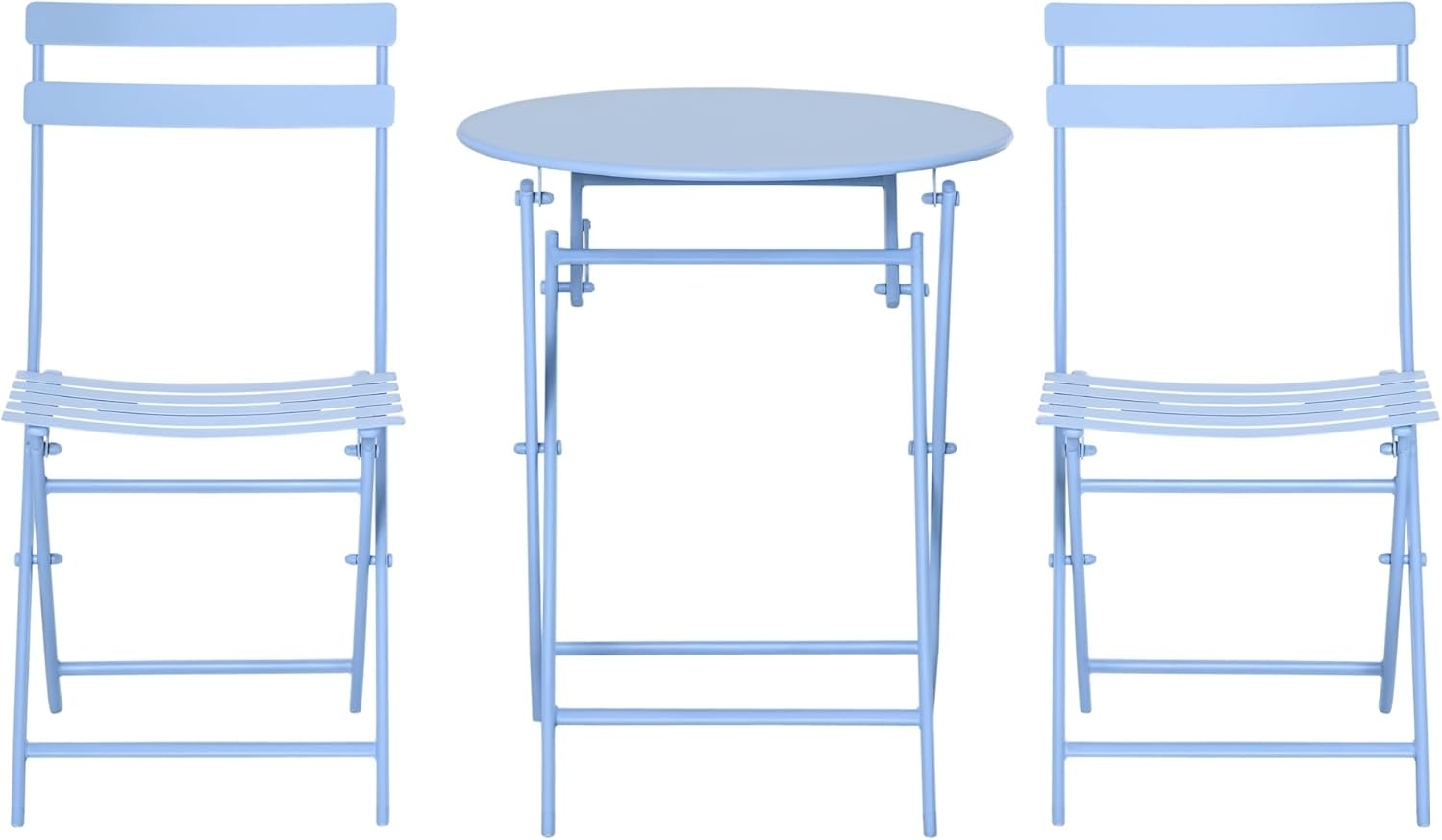 Outsunny Balkonset Gartenset Bistrotisch mit 2 Stühlen für Hof Garten, (Garnitur, 3-tlg, Balkonmöbel Set), Klappbar Blau Ø60L x 71H cm Bild 1