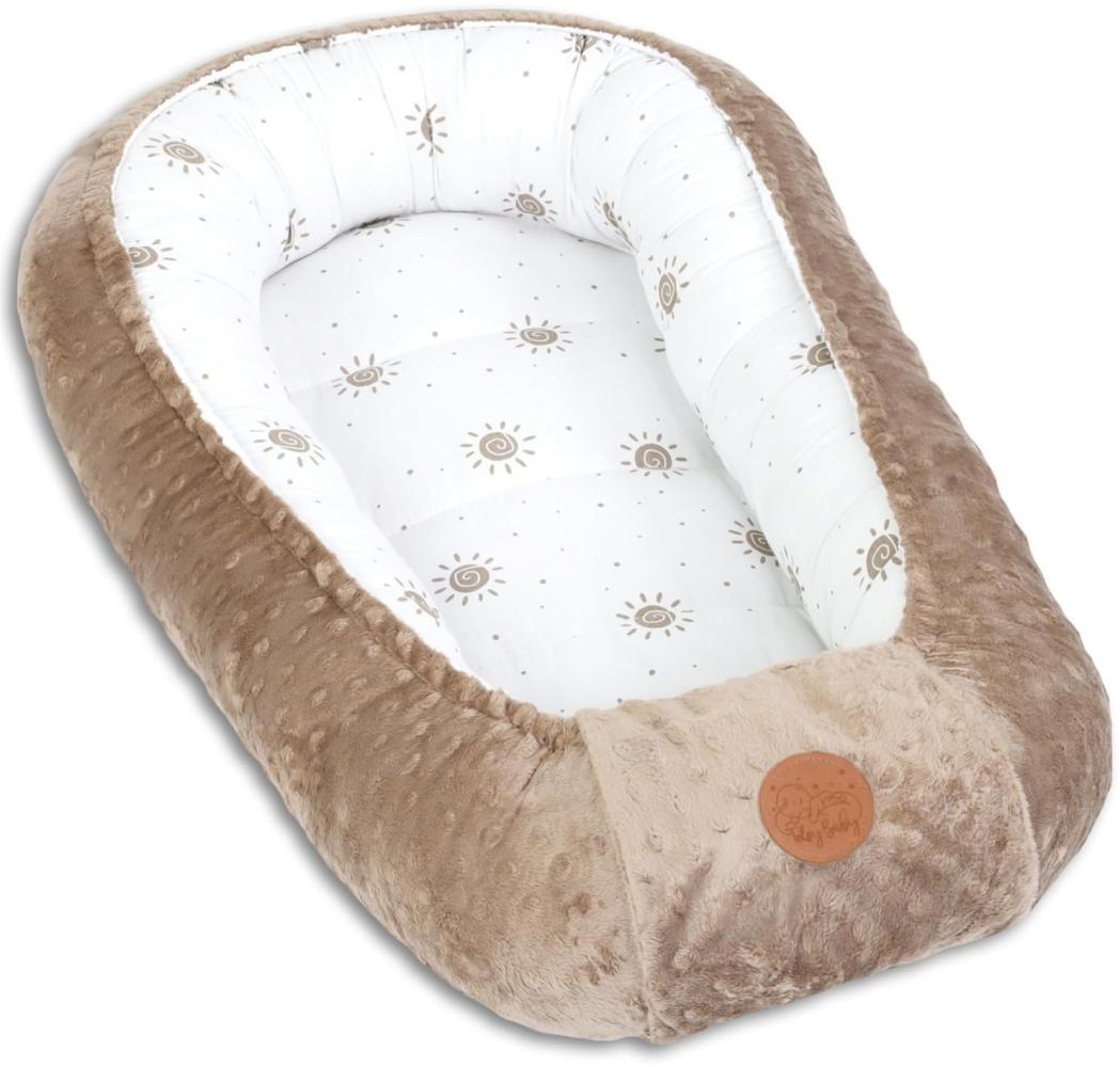 Warmes Nestchen Baby 90x50 cm - Kuschelnest Neugeborene Nestchen Winter/Herbst Kokon Babynest Sonne Hellbraun Bild 1