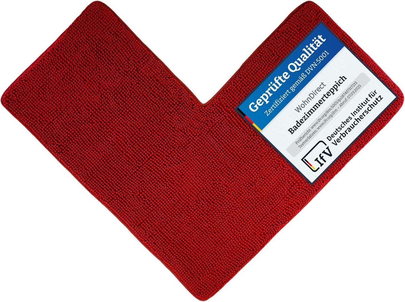 WohnDirect Eck Duschmatte 100 x 100 x 50 cm | Rot - rutschfest & Waschbar - idealer Duschvorleger für eckige Duschkabinen zum Set kombinierbar - Badematten & Badteppiche Bild 1