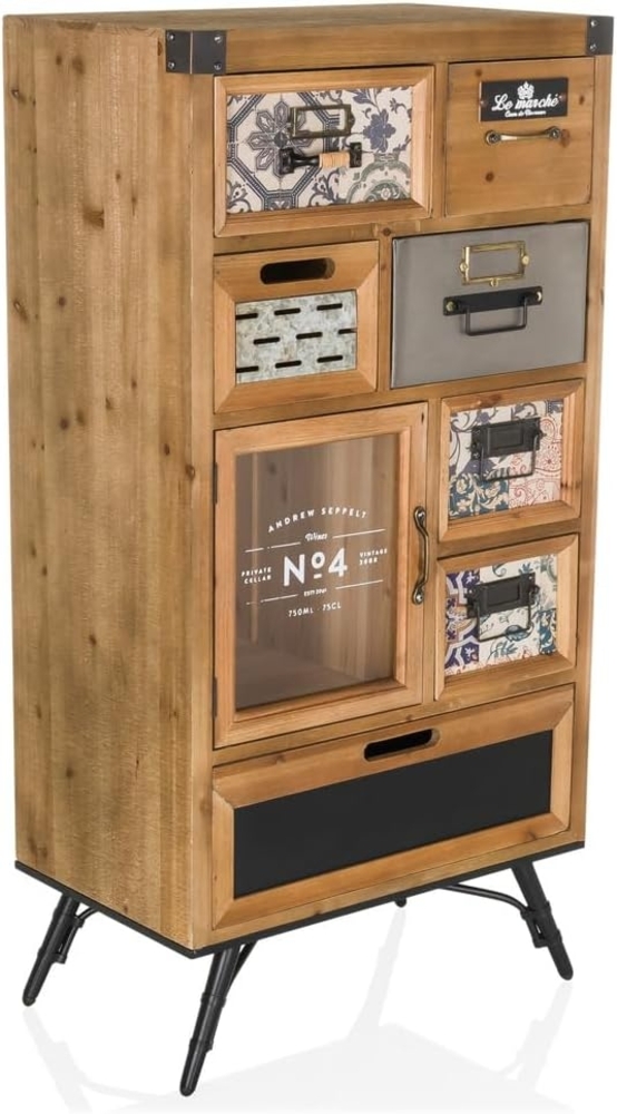hjh LIVING Sideboard CONTINENTO S Kommode H/B/T: 104.0 x 53.0 x 32.0 cm, Kommode im Industrial-Stil, Vintage Schubladenschrank mit Motiven Bild 1