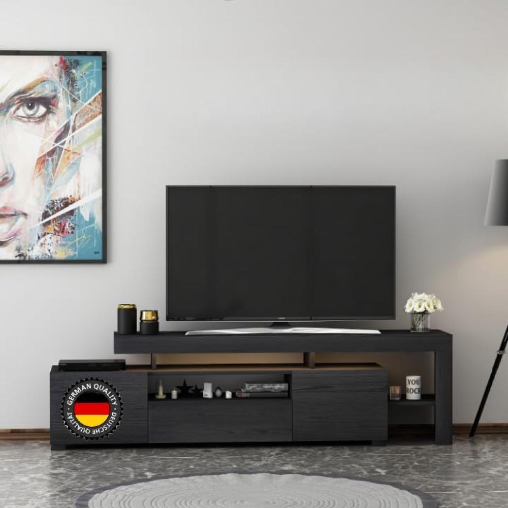 TV Lowboard Schwarz mit LED Beleuchtung 9055 Bild 1