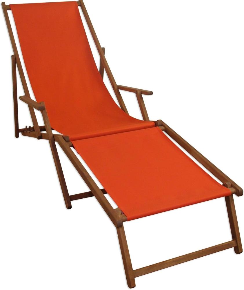 Gartenliege terracotta Sonnenliege Liegestuhl Fußteil Holz Deckchair Strandstuhl Gartenmöbel 10-309 F Bild 1