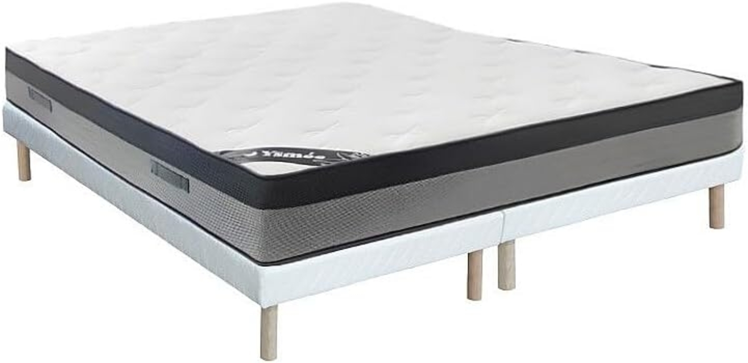 Vente-unique - Bett-Set 180 x 200 cm, Polsterbett + Hybridmatratze 7-Zonen-Taschenfederkern & Memory-Schaum, Höhe 30 cm - ILYROS von YSMÉE Bild 1