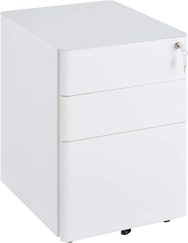 Vinsetto Rollcontainer mobiler Aktenschrank mit 3 Schubladen, (Aufbewahrungsschrank, 1 St, Büroschrank), Stahl, Weiß, 39 x 48 x 59 cm Bild 1