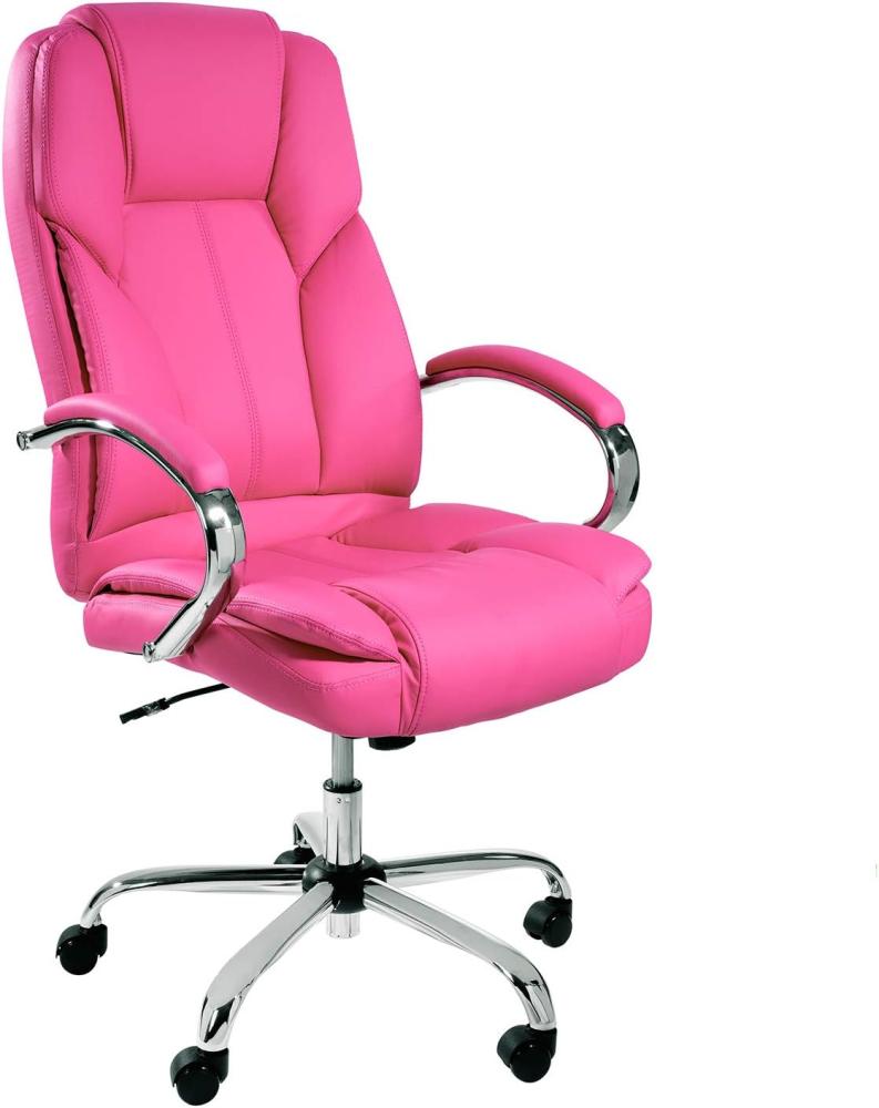 TPFLiving Bürostuhl Chefsessel Schreibtischstuhl Ergonomisch Drehstuhl XXL Dallas - Premium Schwerlast Computerstuhl Modern Kunstleder, Belastbar bis 215kg, abgebremste Rollen, Rosa Bild 1