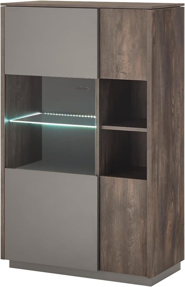 Vitrine Piano in Eiche und grau 80 x 130 cm Bild 1