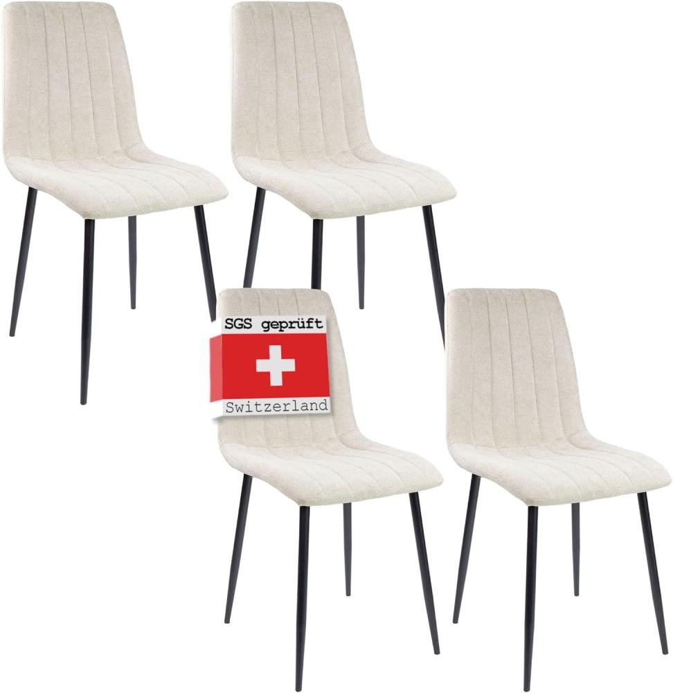 Albatros Esszimmerstühle 4er Set GARDA beige - Komfortabler Polsterstuhl für Modernes und Stilvolles Design am Esstisch - Küchenstuhl oder Stuhl Esszimmer mit hoher Belastbarkeit bis 110kg Bild 1