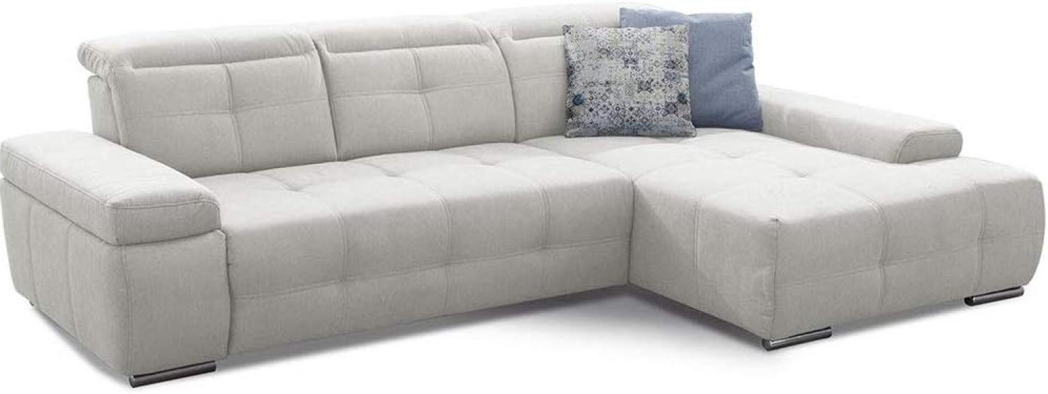 Cavadore Schlafsofa Mistrel mit XL-Longchair, Ecksofa mit leichter Fleckentfernung dank Soft Clean, geeignet für Haushalte mit Kindern, Haustieren, 273 x 77 x 173, weiß Bild 1