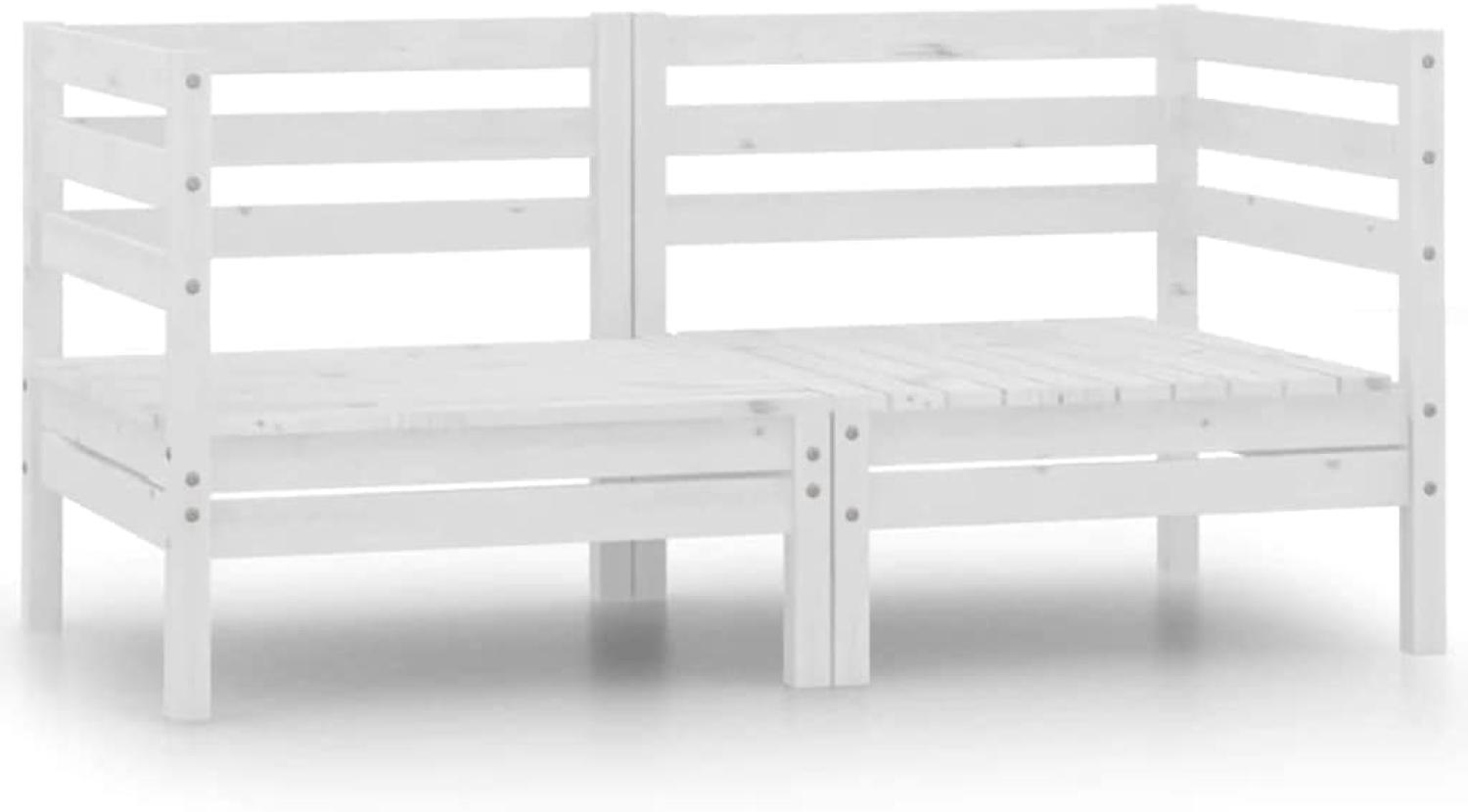 vidaXL 2-Sitzer-Gartensofa Weiß Kiefer Massivholz 3082388 Bild 1