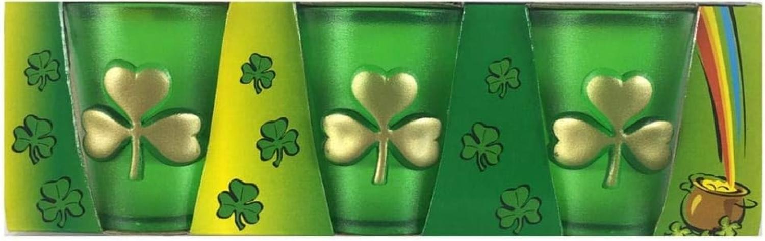 3 St. Patricks Day Kleeblatt Schnapsgläser Bild 1