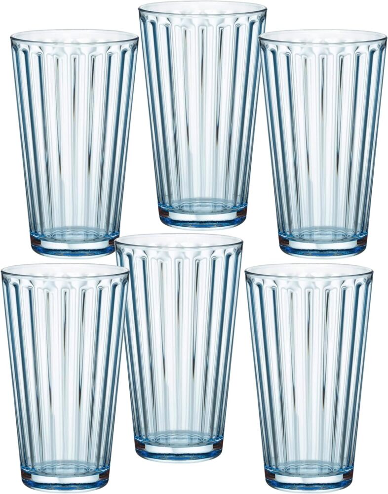 Ritzenhoff & Breker 807011 Longdrinkgläser-Set Lawe Stripes, 6-teilig, je 400 ml, Hellblau, Glas, 400 milliliters, Blau Bild 1