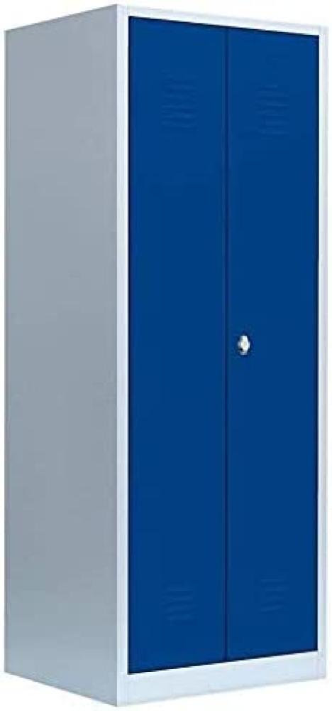 Wäscheschrank Kleiderschrank Stahl Lagerschrank Aktenschrank PutzSpind Werkzeugschrank 515711 Lichtgrau/Blau Bild 1