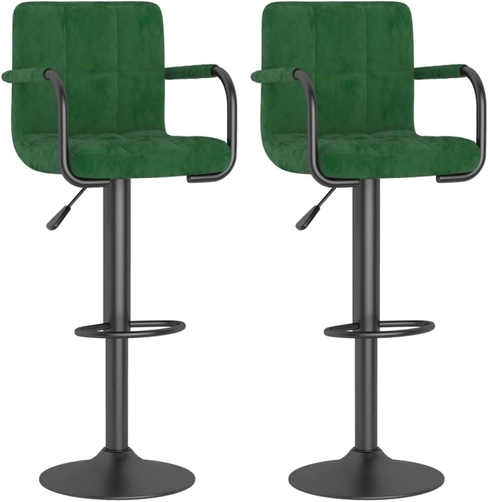 vidaXL Barhocker 2 Stk. Dunkelgrün Samt, Drehbar [334662] Bild 1