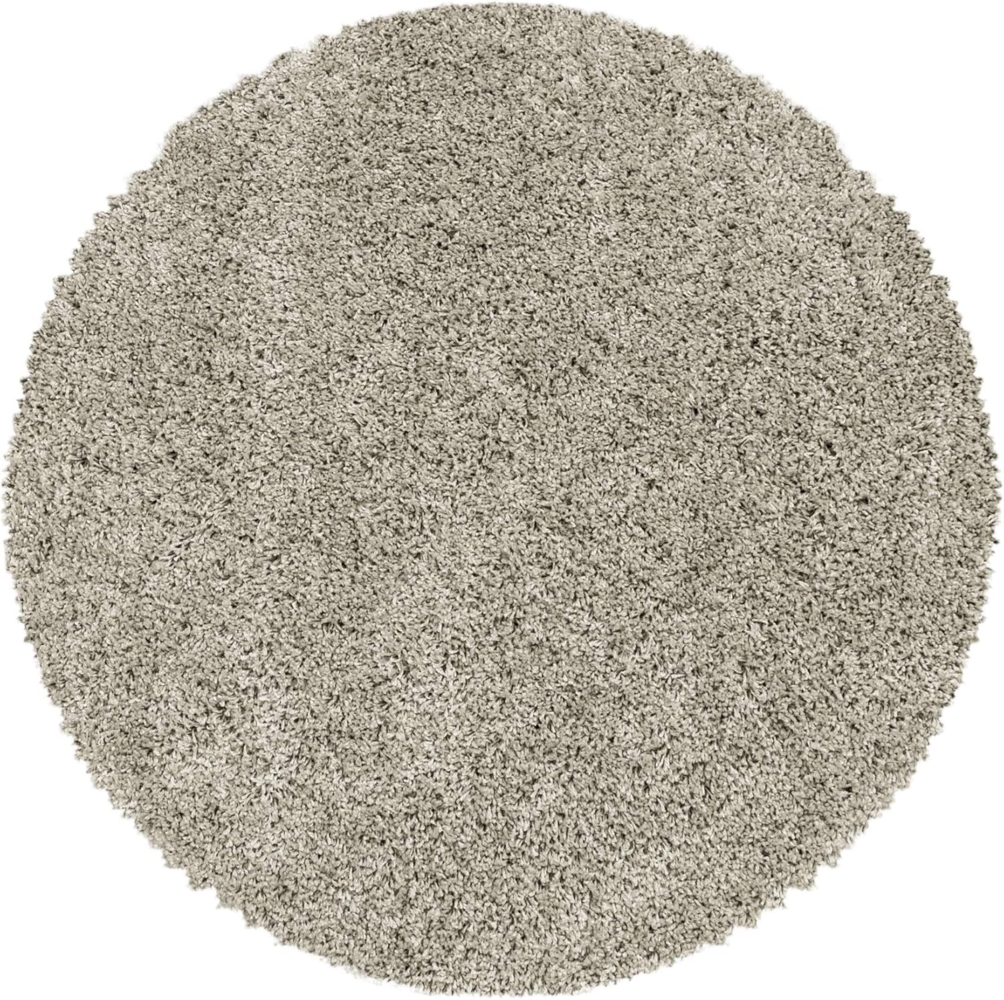 Carpetsale24 Shaggy Hochflor Teppich Wohnzimmer 160 cm Rund Natur - Modern Flauschiger Teppich Extra Weich, Pflegeleicht und Einfarbig - Ideal als Teppich für Schlafzimmer, Esszimmer und Küche Bild 1