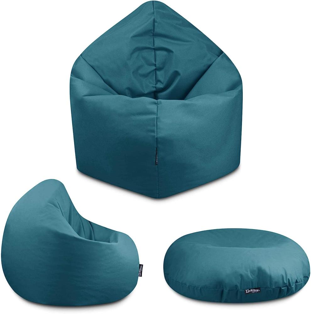 BuBiBag - 2in1 Sitzsack Bodenkissen - Outdoor Sitzsäcke Indoor Beanbag, Petrol, Ø 145,0 cm Bild 1