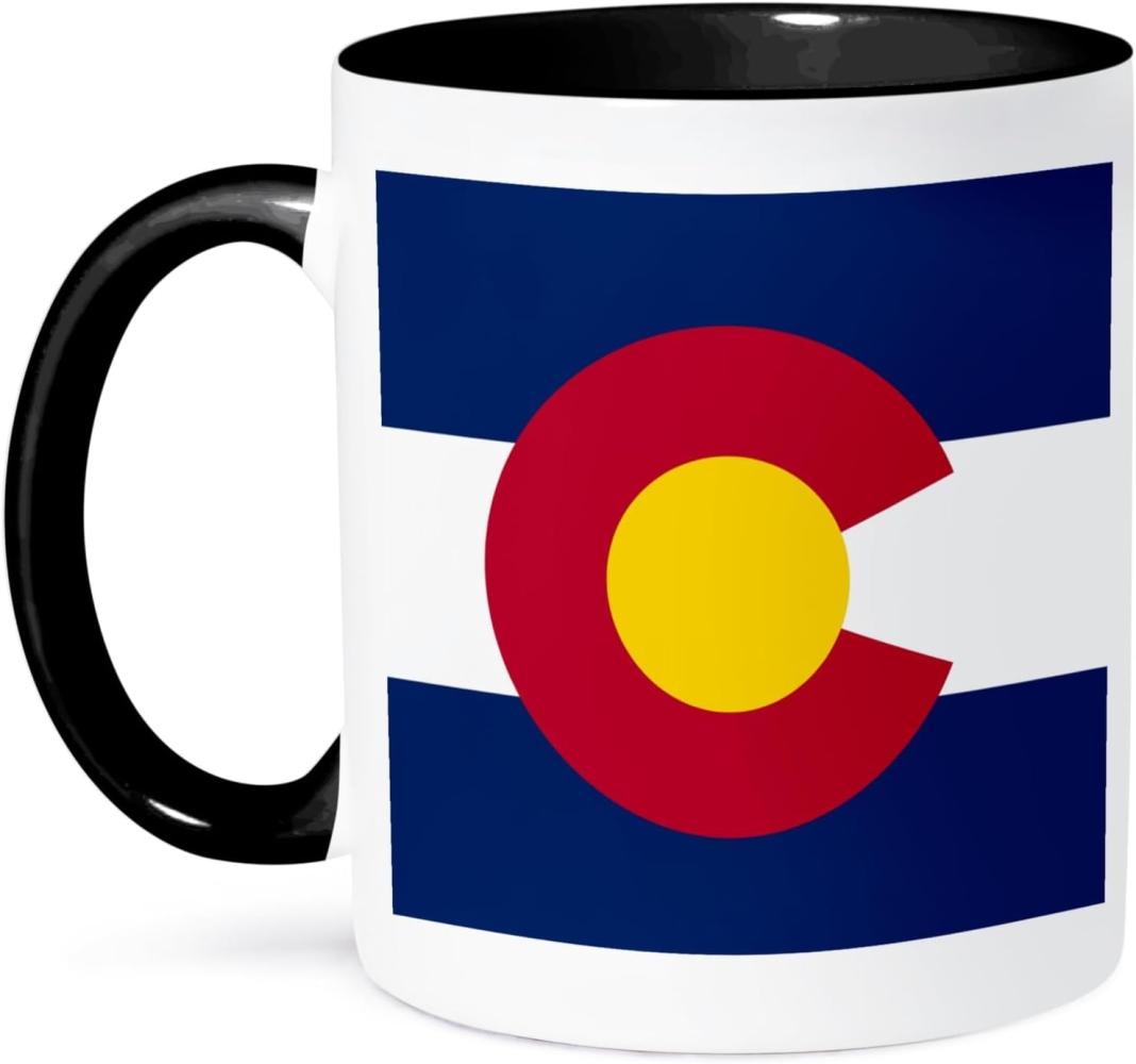 3drose Flagge von Colorado US American State Vereinigten Staaten von Amerika USA blau weiß rot C gelb co zweifarbig schwarz Tasse, 11 Oz, schwarz-weiß Bild 1