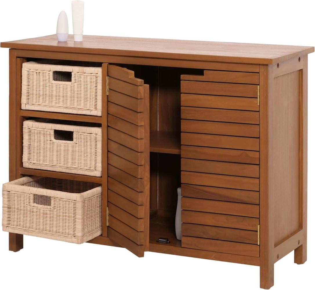 Teak-Waschbeckenunterschrank HWC-M84, Waschtisch Schrank, hochwertiges B-Grade-Teak (Kernholz, 20-30 Jahre), 76 x 100 x 40 cm Bild 1