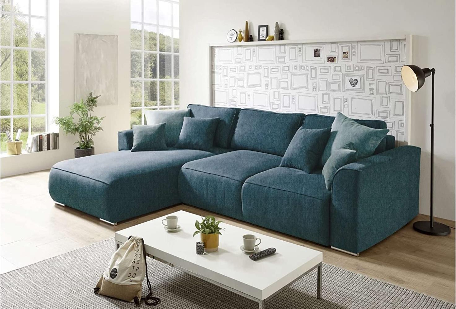 Stylefy Gusto Ecksofa Strukturstoff INARI Türkis Links ohne Schlaffunktion Bild 1