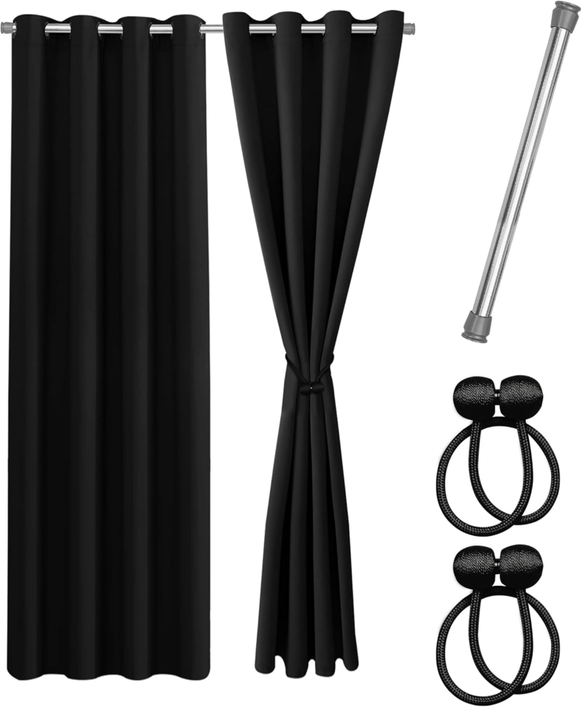 Cozyor Verdunkelungsvorhang 2er-Set inkl. 2 Magnethalter, thermoisolierend, Gardinen blickdicht, Ösen (2 St), verdunkelnd, Mikrofaser Polyester Bild 1