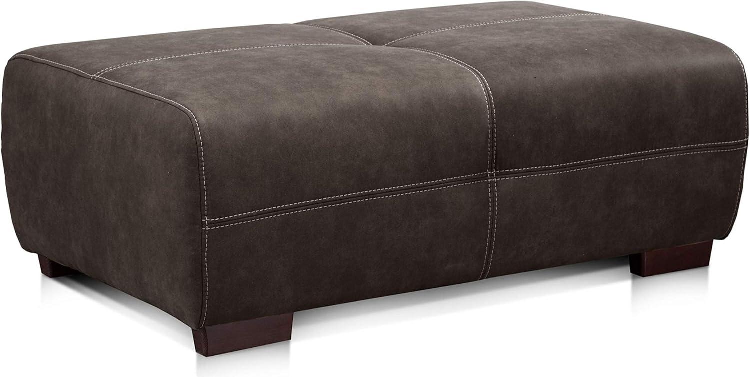 Cavadore Hocker Mavericco / XXL Sofa-Hocker in Lederoptik / Industrial Style / Passend zu Big Sofa und Ecksofa Mavericco / 108 x 71 x 41 cm (BxHXT) / Mikrofaser Anthrazit Bild 1