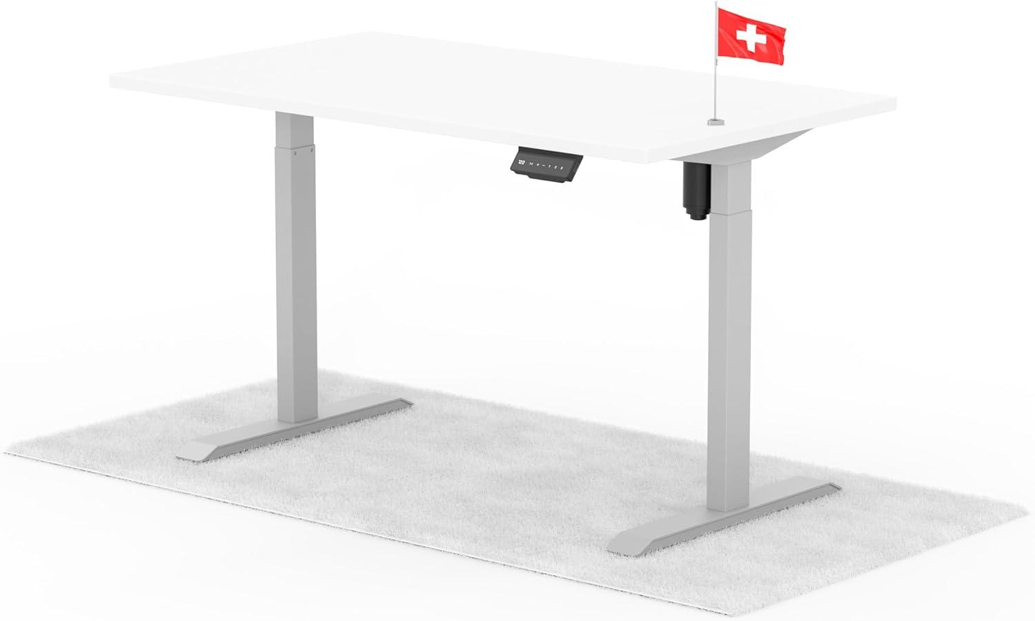 elektrisch höhenverstellbarer Schreibtisch ECO 140 x 80 cm - Gestell Grau, Platte Weiss Bild 1