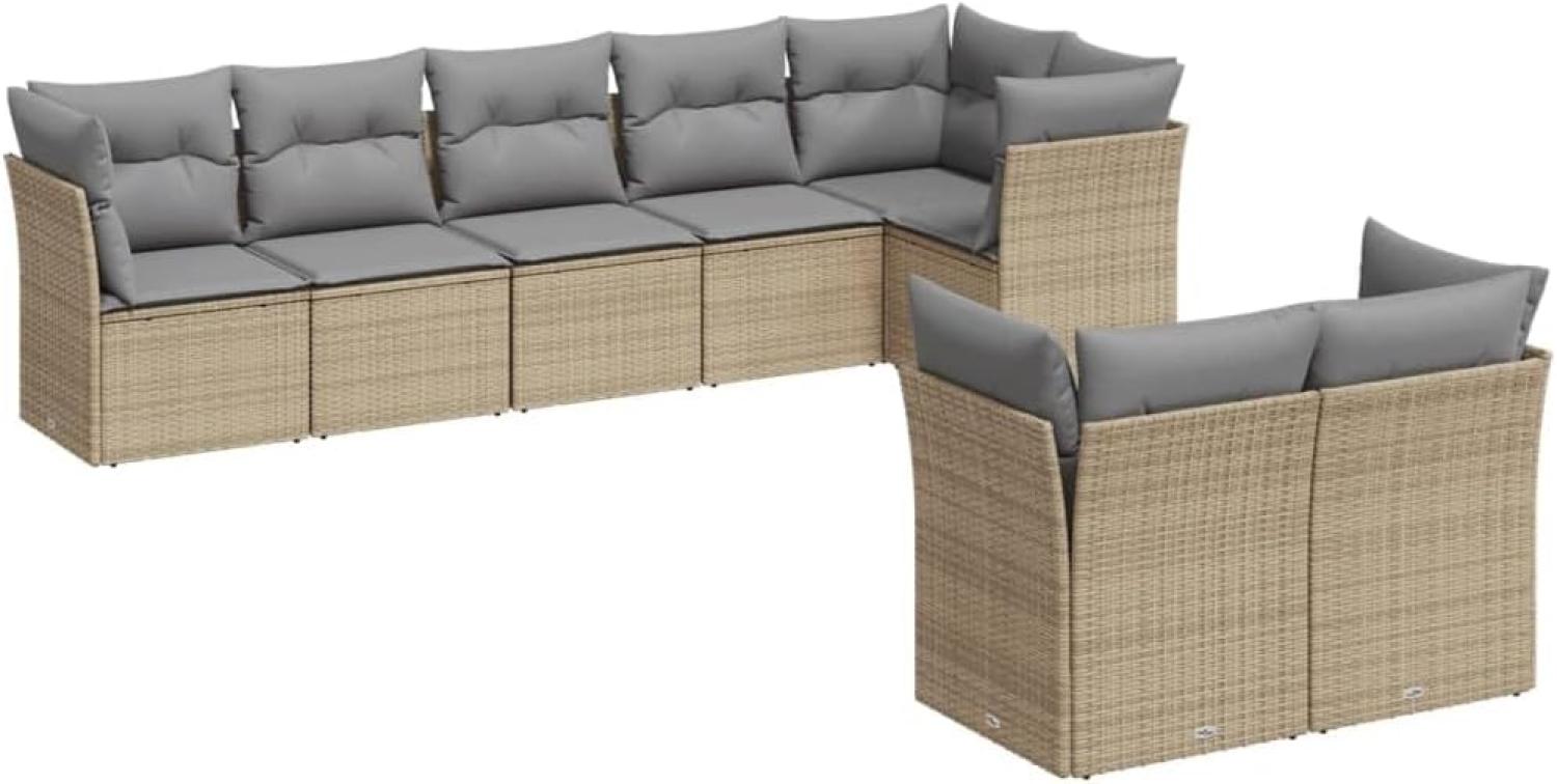 vidaXL 8-tlg. Garten-Sofagarnitur mit Kissen Beige Poly Rattan 3249748 Bild 1