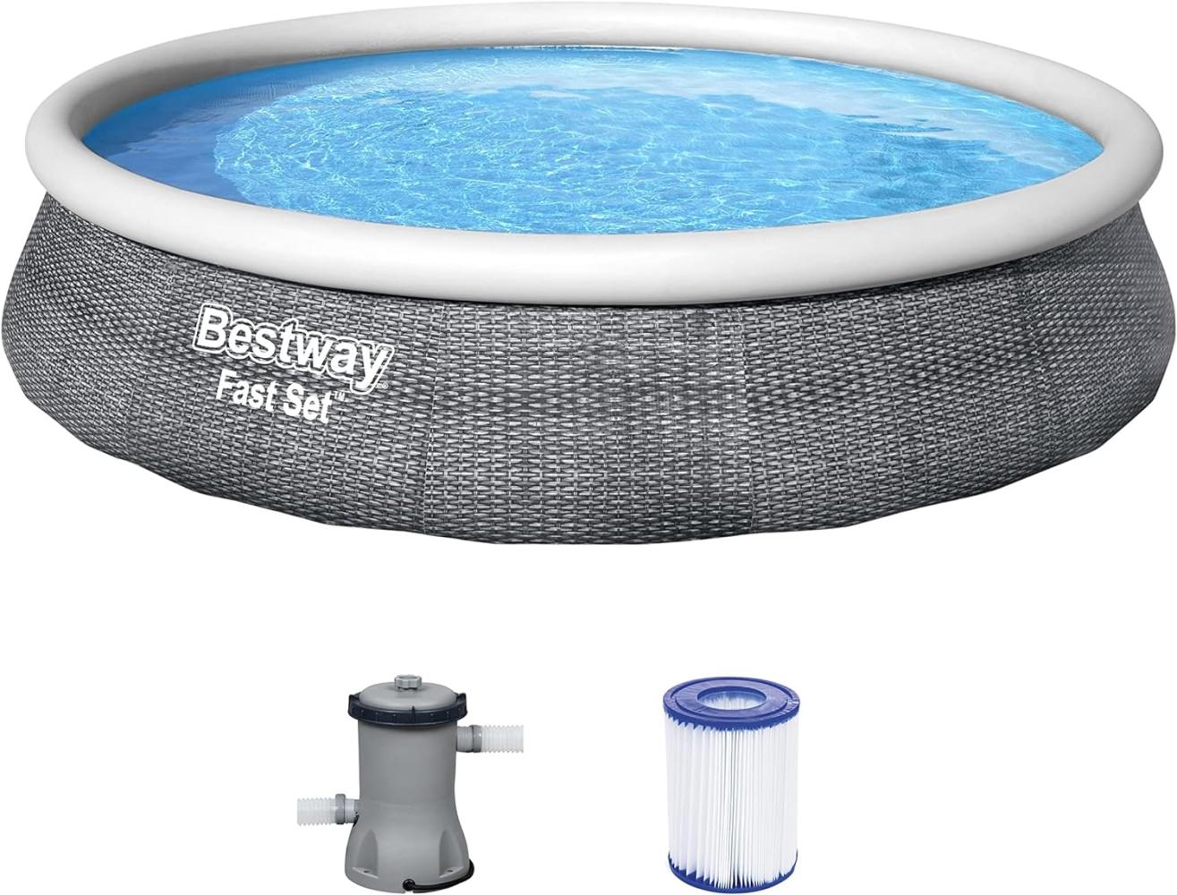 Bestway Fast Set™ Pool-Komplettset, mit Filterpumpe Ø 396 x 84 cm Bild 1