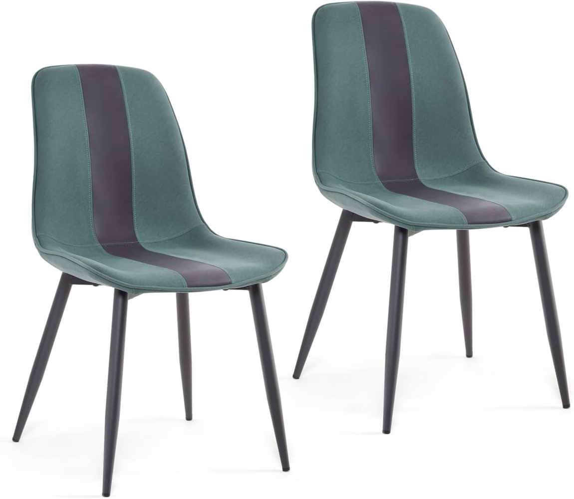 Mondeer Esszimmerstühle 2er Set, Küchenstuhl mit Metallbeinen Scandinavian Modernes Polsterstuhl für Esszimmer Wohnzimmer Empfangsraum Büro, B48 x H85 x T40 cm, Grün Bild 1