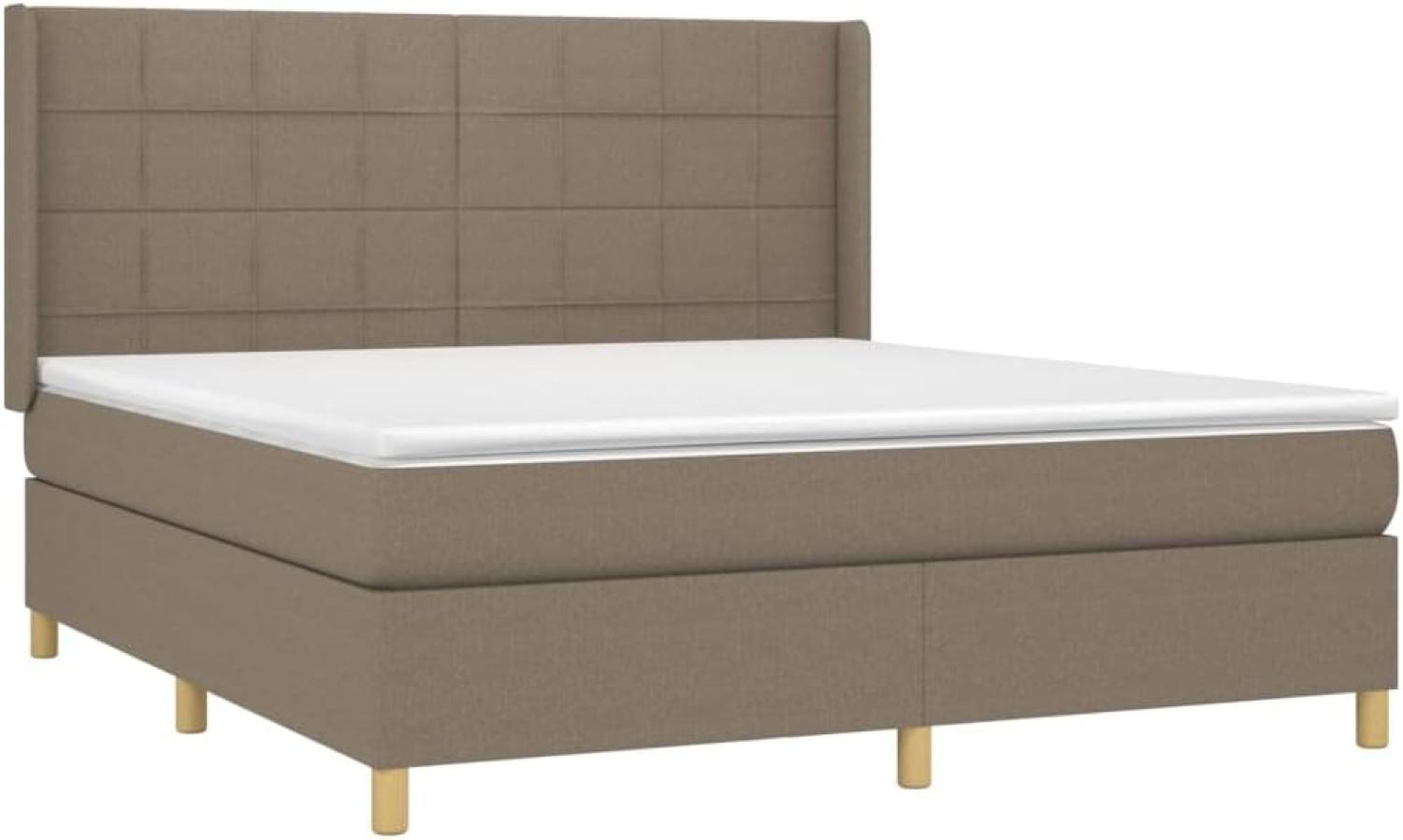 vidaXL Boxspringbett mit Matratze Taupe 160x200 cm Stoff Bild 1