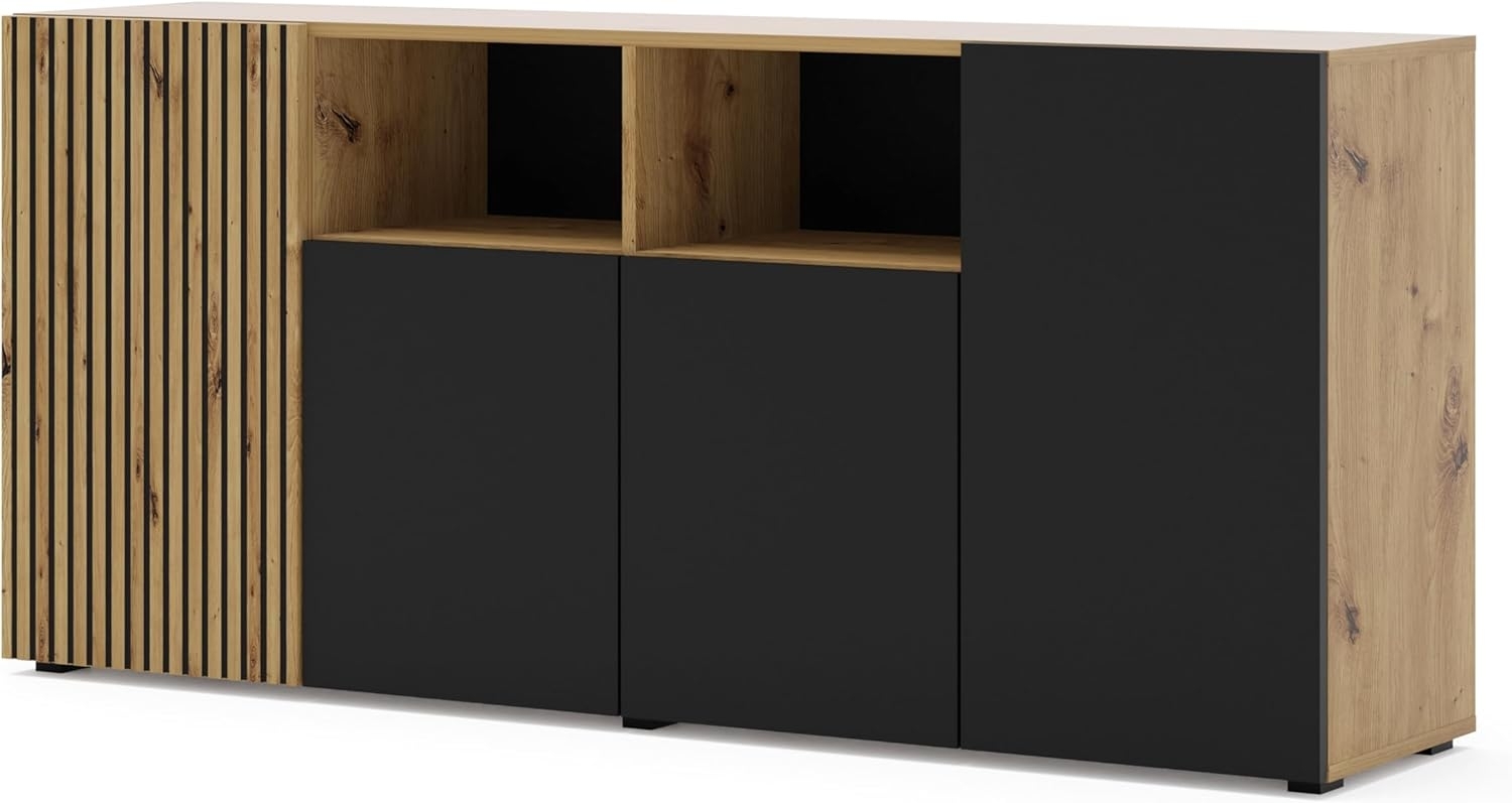 AURIS 4D Kommode 180 cm Artisan Eiche / Schwarz matt Bild 1