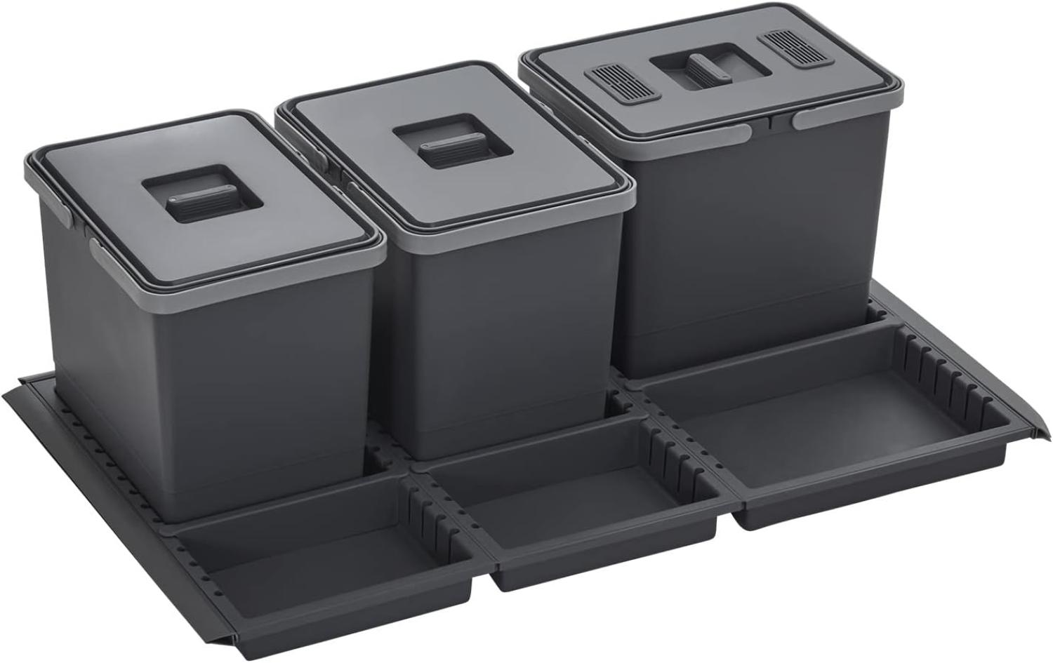 SO-TECH® Mülleimer Abfallsammler Metropolis 15+15+15L mit Deckel, Abfallsystem f. Auszug Korpusbreite 90cm Bild 1
