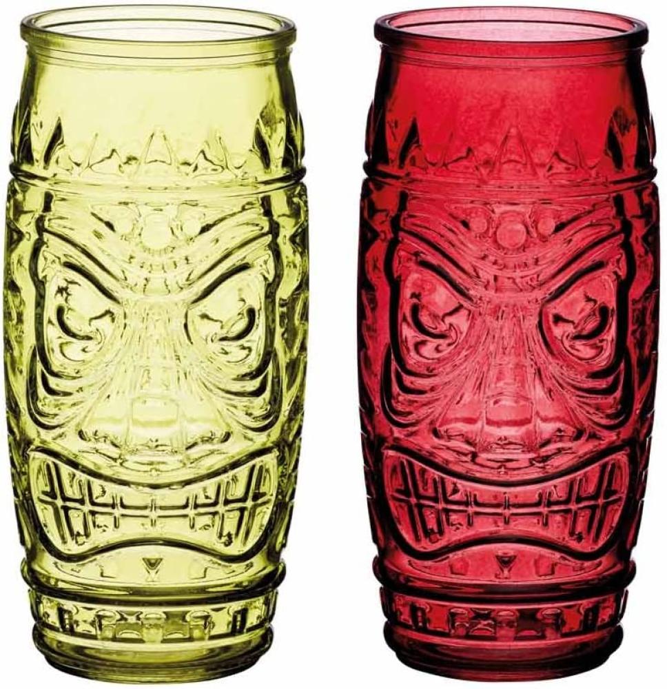 KitchenCraft Bar Craft Tiki Cocktail Gläser, Rot Grün, 600 ml, 2 Stück Bild 1