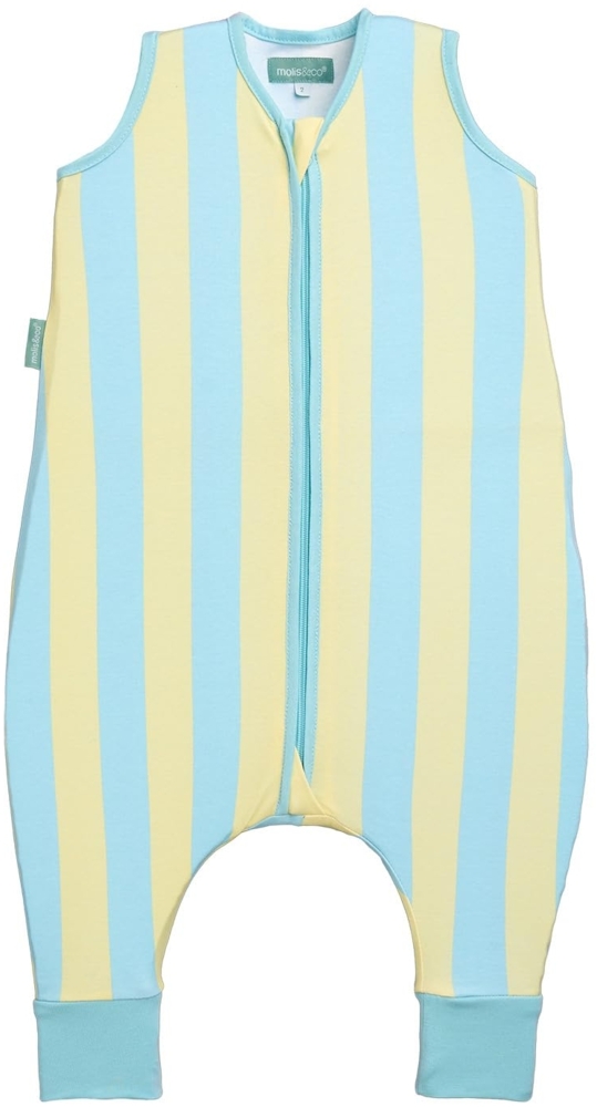 molis&co - Baby Schlafsack mit Füßen 0.5 TOG - Sommerschlafsack für Jungen - Kinder Babyschlafsack mit Beinen - 100% Baumwolle (Oeko-TEX 100), Premium Qualität - Blue Sunshine (90 cm) Bild 1