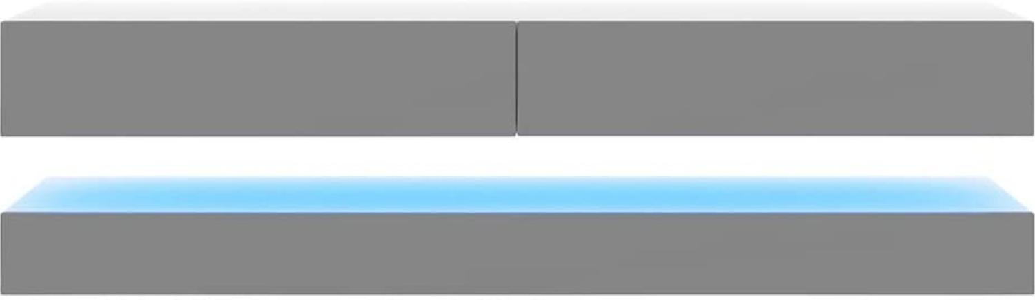 Aviator – TV-Board in Schwebeoptik/TV-Hängeschrank/Fernsehschrank (140 cm, weiß matt/grau Hochglanz mit LED blau) Bild 1