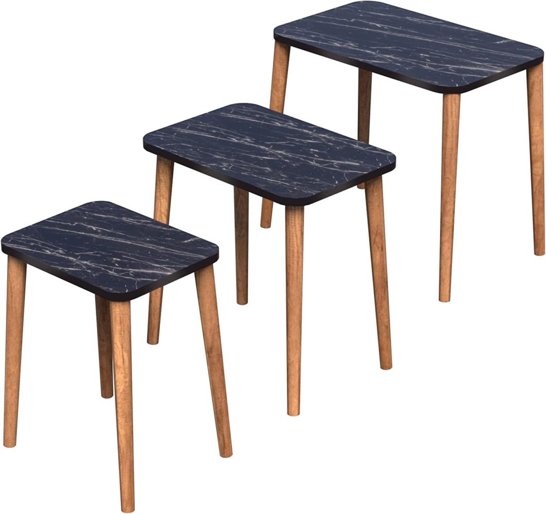 Satztisch Rangstrup 3er Set Marmoroptik Schwarz [en. casa] Bild 1